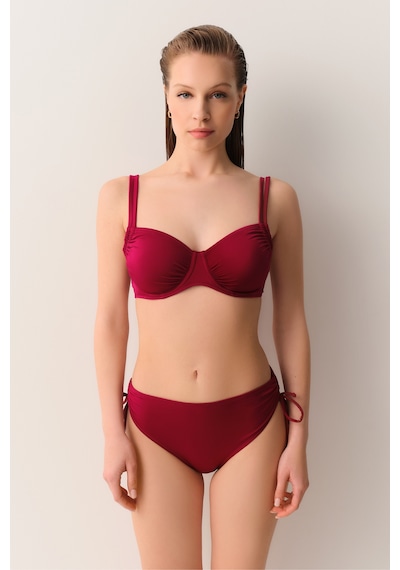 Suwen Balenli Körüklü Bikini Üst Sbn26940c020 Bordo 40