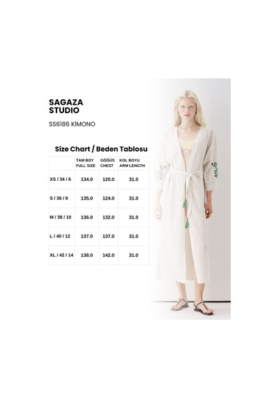 Sagaza Studio Ss6186 Keten Bağlamalı Kimono Yesıl