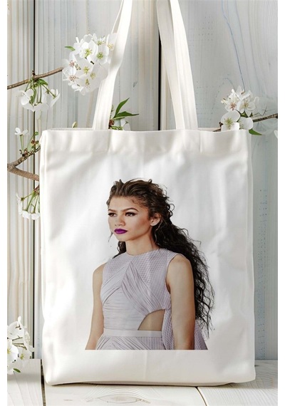 Art Hediye Zendaya Baskılı Bez Çanta Kişiye Özel Model 2 Çok Renkli