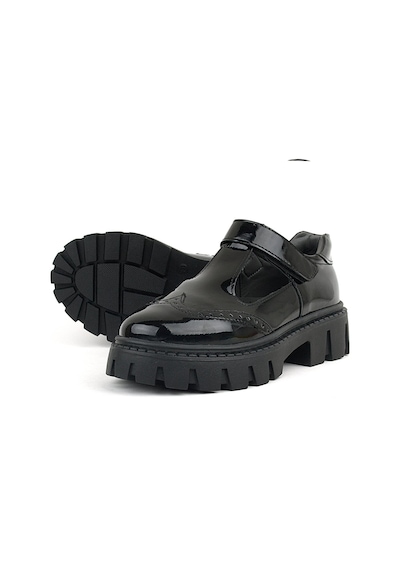 Siyah Rugan Cırtlı Kız Çocuk Okul Ayakkabı