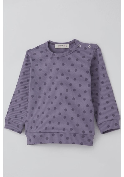 Breeze Kız Bebek Pijama Takımı Omuzdan Patlı Puantiye Desenli 4 Ay-1 Yaş, Lila Lila