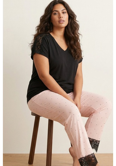 Siyah İnci Desenli Büyük Beden Battal Boy Viskon Örme Pijama Takım 26120994 Siyah Siyah İnci Desenli Büyük Beden Battal Boy Viskon Örme Pijama Takım 26120994 Siyah