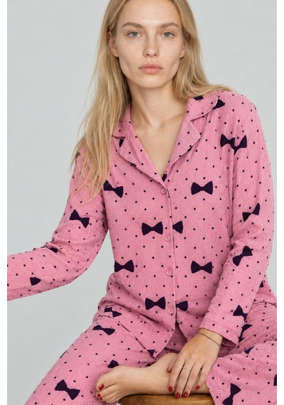 Kadın Uzun Kol Rahat Lila Pijama Takımı 4749
