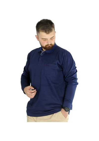 Mode Xl Erkek Uzun Kol Polo Cepli Interlok M 22460 Indigo 001