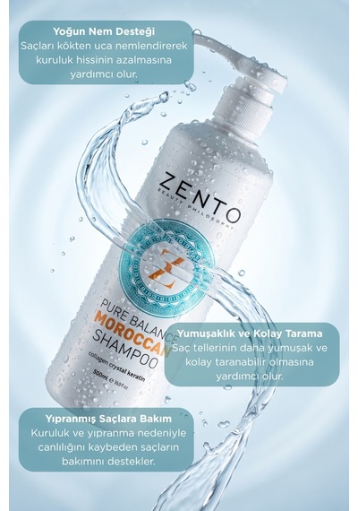 Zento Moroccan Onarıcı Nem Veren Saç Bakım Şampuan 500 ML
