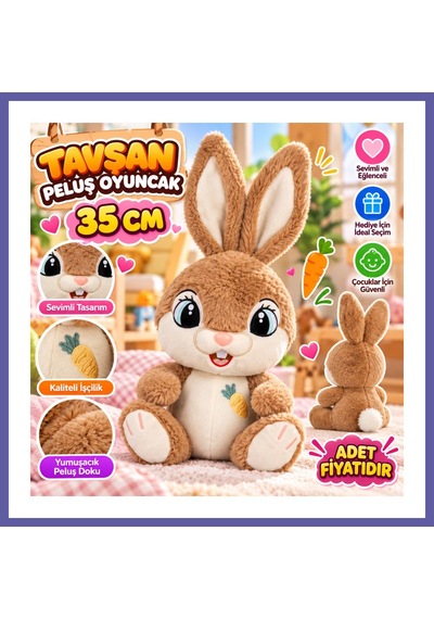 Bezos 10012 Tavşan Peluş 35cm Oyuncak Peluş Nıda Çok Renkli