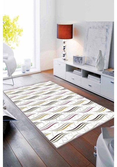 Sarı Pembe Spor Kaymaz Taban Makinede Yıkanabilir Halı Ruz02n11 Sarı - Pembe