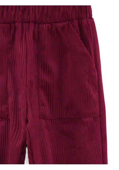 Denokids Erkek Çocuk Kadife Bordo Beli Lastikli Pantolon 3-10 Yaş