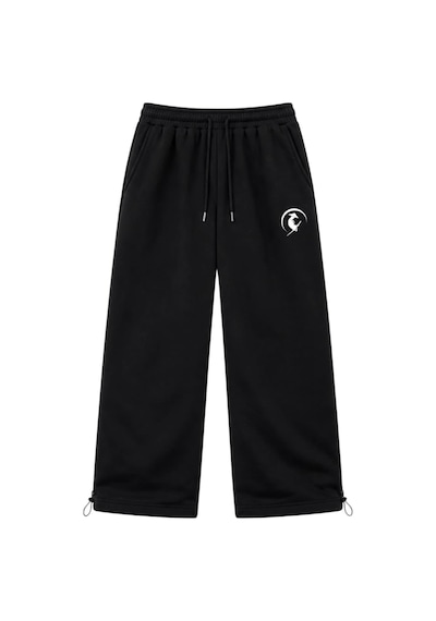 Zaee Raven Nakışlı Ayarlanabilir Paça Premium Baggy Eşofman Altı Siyah