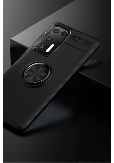 Newface - 263 - Huawei P40 Kılıf Range Yüzüklü Silikon - Csmo-tex - - Siyah Sıyah