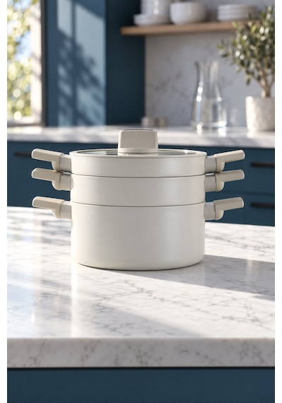 Acar Kitchen Beyond Ultimate Pro 7 Parça Tencere Seti Ekru