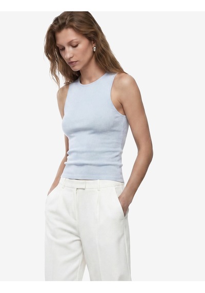 Koton Regular Fit Kolsuz Bisiklet Yaka Triko Bluz Mavi 6sak30054ht
