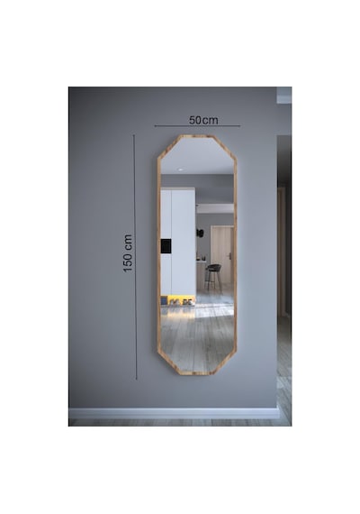 Tr Tarz Design Kemence Ceviz Sekizgen Dekoratif Boy Aynası 150x50,ceviz Diğer