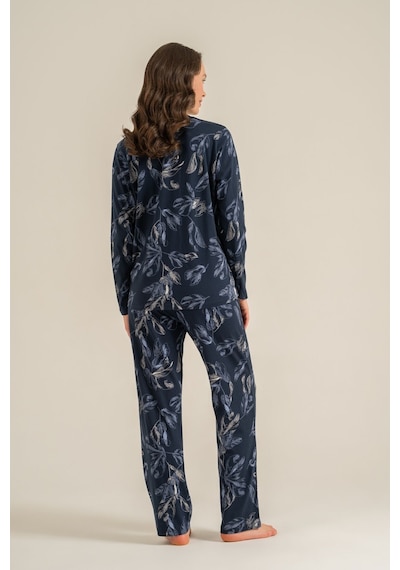Pierre Cardin Kadın Leaves Lacivert Gömlek Pijama Takımı Pc9259-s-v1 Pc9259-s-v1