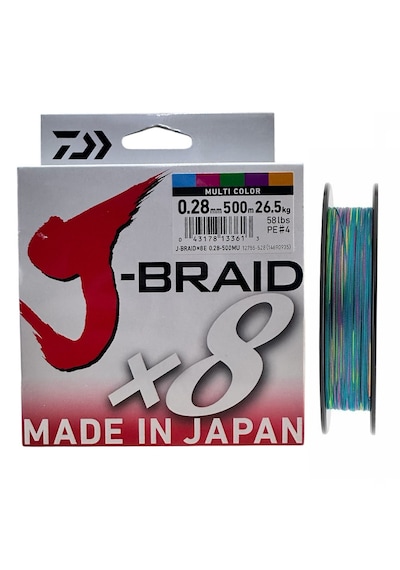 Daiwa J-braid 8x 500mt 0.28mm İp Misina Multi Color