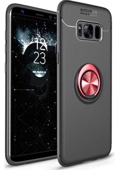 Samsung Galaxy Uyumlu S8 Kilif Yüzüklü Tam Korumali Silikon Kapak 417332609