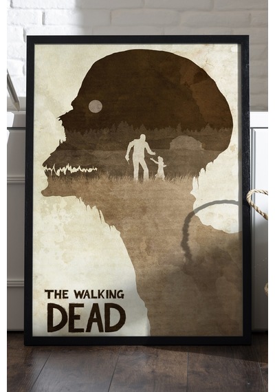 The Walking Dead Siyah Ahşap Çerçeveli Poster, Dekoratif Oyun Duvar Tablosu