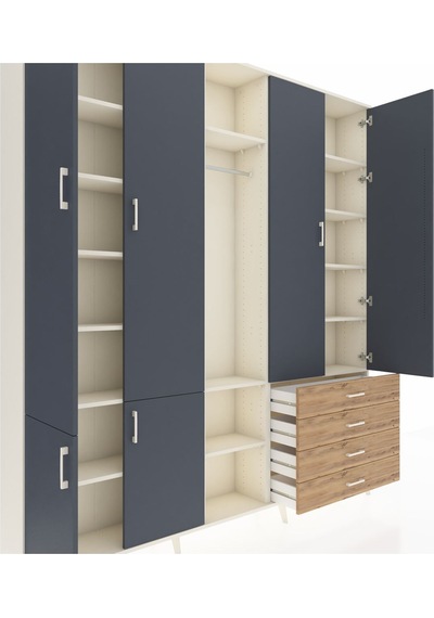 Arges Dolap 14 Raflı 4 Çekmeceli Tek Askılı 220x30x243 Aytaşı-antrasit/çam Antrasıt/atlas Çam Arges Dolap 14 Raflı 4 Çekmeceli Tek Askılı 220x30x243 Aytaşı-antrasit/çam Antrasıt/atlas Çam