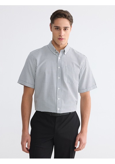 Lcwaıkıkı Classic Beyaz Regular Fit Ekose Poplin Erkek Gömlek