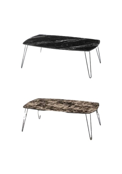 Orta Sehpa Osm Oval Model Parlak Ahşap Mermer Mdf Tabla Metal V A (410200553)
