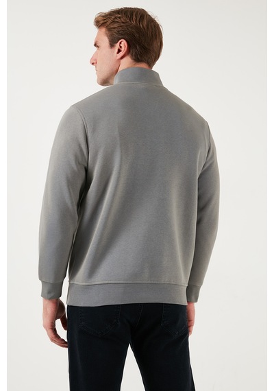Buratti Pamuklu Regular Fit Yarım Fermuarlı Dik Yaka Erkek Sweat 59052592 Açık Haki