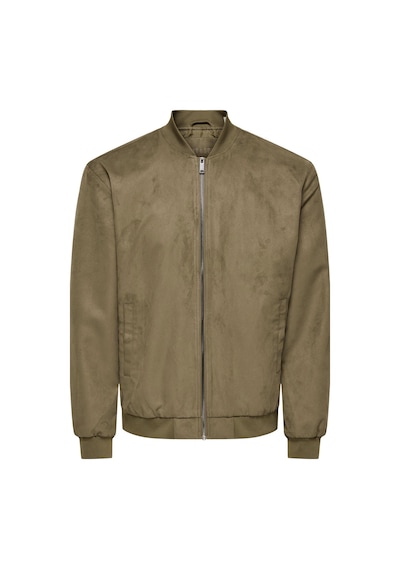 Only & Sons Onslucas Erkek Süet Görünümlü Bomber Ceket Günlük Rahat Şık Haki