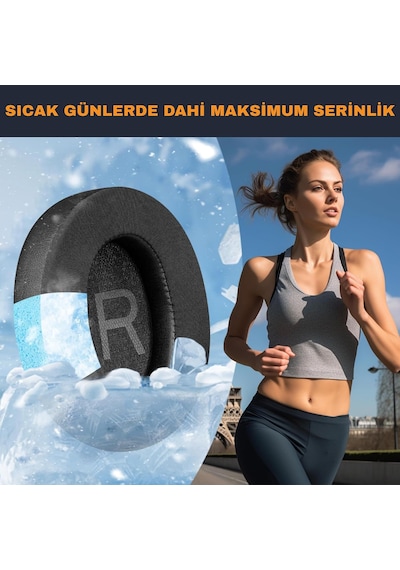 Anker Soundcore Space Q45 İle Uyumlu Soğutucu Jel Kulaklık Pedi - İpeksi Serin Kumaş Ve Hafızalı Köpük Memory Foam Kulaklık Süngeri Soğutucu Jel - Kumaş