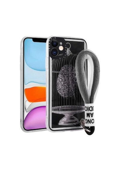 Apple Uyumlu iPhone 11 Kılıf Desenli El Askılı İpli Zore Astana Silikon Kapak Kafes