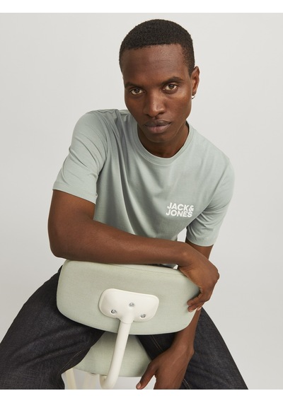 Jack&Jones Corp Logo Ss O Neck Erkek Bej Yuvarlak Yaka Tişört 12151955-MON