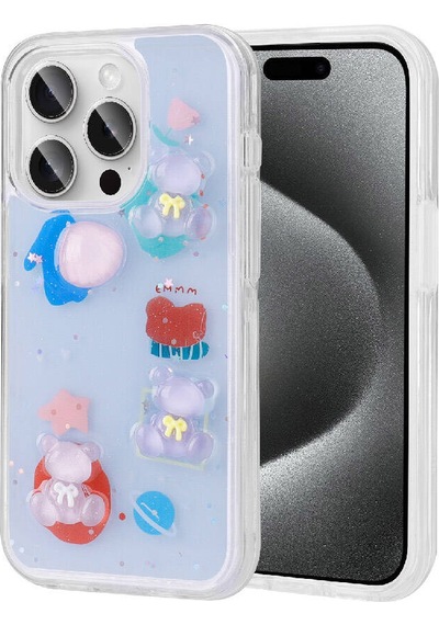 Nourthkiingdom Apple Uyumlu iPhone 15 Pro Max Kabartma Figürlü Parlak Nrtk Minimini Silikon Kılıf-mor Mor