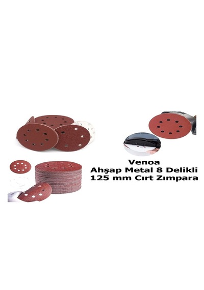 Venoa 125 Mm Cırt Zımpara Kağıdı 10 Adet 8 Delikli Disk, Ahşap & Metal Uyumlu - 60 Kum