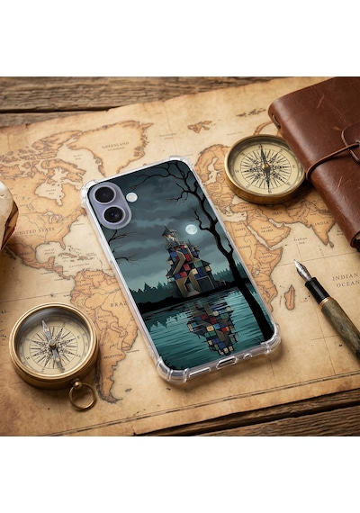 Printify Tecno Spark7t İle Uyumlu Simya Serisi Gölge Ve Cam Tasarımlı Uv Baskılı Köşe Korumalı Antişok Kılıf Şeffaf