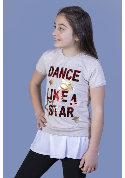 Toontoy Kids Toontoy Kız Çocuk Dance Pul Nakışlı Tişört Siyah