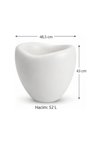 Omnipazar So-lle Lale Saksı Dekoratif Modern Plastik İç Kovalı 52 Litre Beyaz