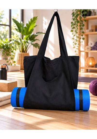Mat Taşıma Çantası Yoga Fitness Silindir Antrenman Çantası - Çantalı Fermuarlı Mat Taşıma Çantası Siyah