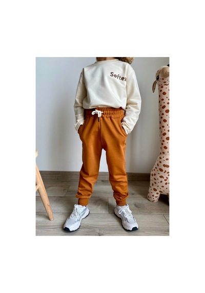 Heyadventure Erkek / Kız Çocuk Jogger Eşofman Altı Cepli Paçası Kaşkorseli Camel Camel