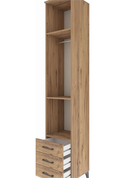 Hyperion Dolap 3 Raflı 3 Çekmeceli Tek Askılı 44x44x243 Çam-çam Çam