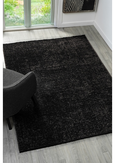 Antik Antrasit Halı Yıkanabilir Kaymaz Taban Şönil Kilim Dokuma Pamuk Taban Kilim 10105a Antrasit