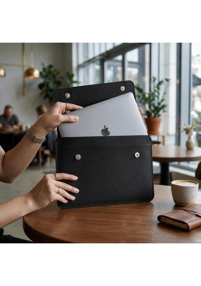 Hakiki Deri Laptop Kılıfı 13-14 İnç Macbook Air & Pro Uyumlu Siyah Diğer