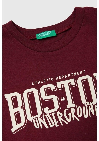United Colors Of Benetton Erkek Çocuk 3jerc10qo-25k Uzun Kol Tshirt Bordo-2147 Bordo