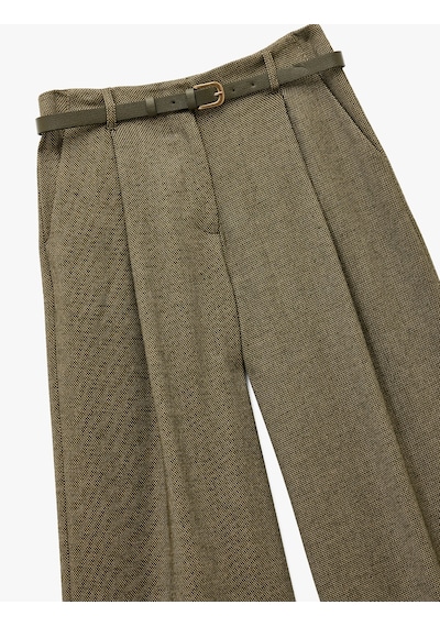 Koton Loose Fit Cepli Pileli Kemerli Palazzo Kumaş Pantolon Yeşil Desenli 6wak40058ew Yeşil Koton Loose Fit Cepli Pileli Kemerli Palazzo Kumaş Pantolon Yeşil Desenli 6wak40058ew Yeşil