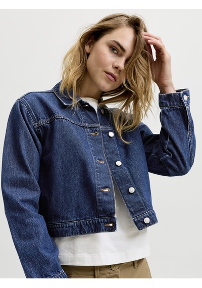 Jack & Jones Kadin Gömlek Yaka Denim Ceket - Norma - 12300675 Blue Denim