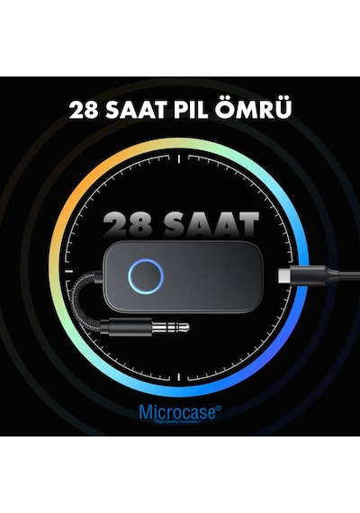 Microcase Ses Alıcı Verici Bluetooth Dönüştürücü 5.4 2 Si 1 Arada Aux Adaptör, Usb-c Şarj,araç & Ev Hoparlör İçin Kablosuz Müzik Adaptörü - Al5781