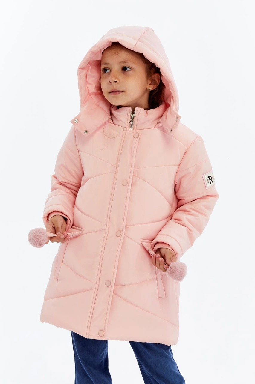 Benitto Kids Kapüşonlu Kışlık Ponpon Detaylı Kız Çocuk Kaban 51354 Pembe