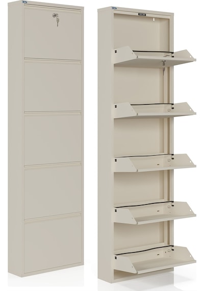 Ceha Kilitli 5'li Metal Ayakkabılık - Krem K.AYK-5 /AB1013/KL