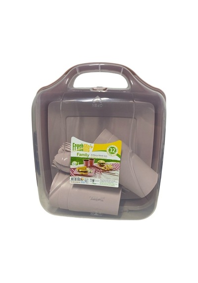 32 Parça 6 Kişilik Piknik Seti 3405 Pembe
