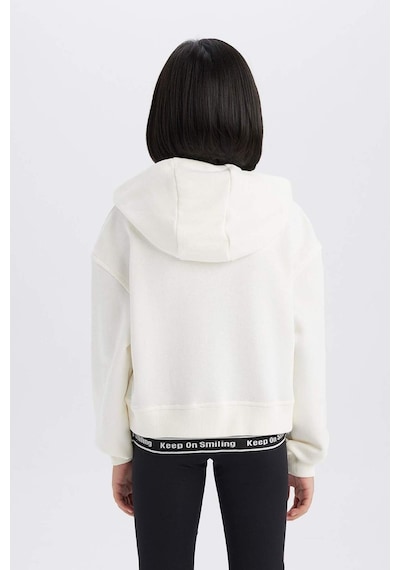 DeFacto Kız Çocuk Relax Fit Kapüşonlu Baskılı Sweatshirt E0462A825SPER85 Ekru