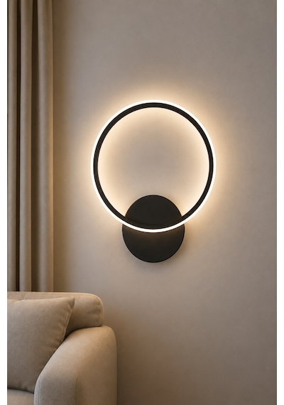 AvizeGO Tisa Modern Led Duvar Apliği Günışığı Siyah