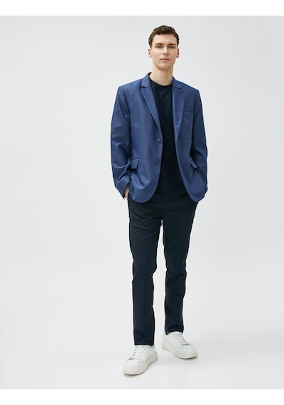 Koton Blazer Slim Fit Düğme Detaylı Cepli Lacivert 3sam50043hw 3SAM50043HW716 Lacivert