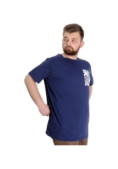 Mode Xl Büyük Beden Erkek T-Shirt Authentıc 23140 Indigo 001